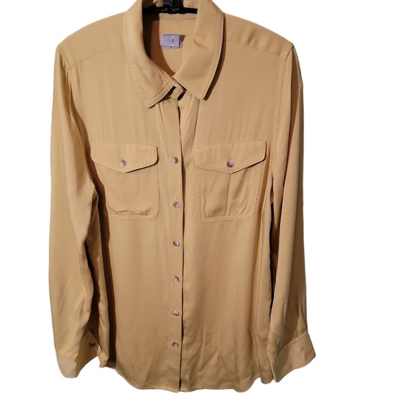 Chico's Tops - Chicos Shirt Womens Sz XS Button Down Top Yellow Long Sleeve Layerable